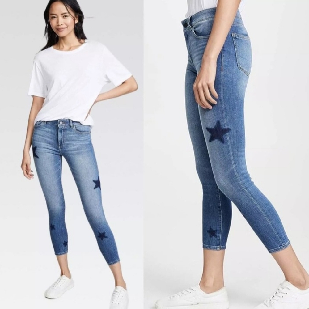 DL1961 Florence Cropped Denim Jeans Size 26 Star Print - Picture 2 of 10